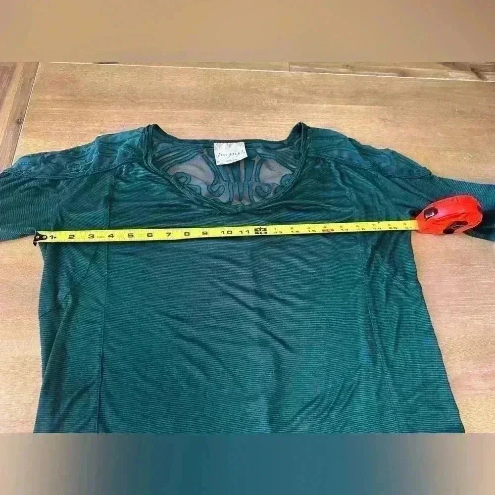 Free People Emerald green distressed top